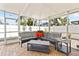 Outdoor patio with a comfortable seating area, and shade with a screened in area at 2037 Church Creek Pt, Largo, FL 33774