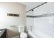 Updated bathroom featuring a subway tile shower and modern fixtures at 2080 Attache Ct, Clearwater, FL 33764