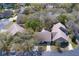 An aerial view of a neighborhood with mature trees and well-maintained lawns at 2847 Rampart Cir, Clearwater, FL 33761