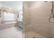 Well-lit bathroom with glass shower and garden tub at 33899 Astoria Cir, Wesley Chapel, FL 33545