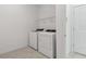Functional laundry room with new washer, dryer, and a storage shelf at 4255 Big Sky Dr, Spring Hill, FL 34604