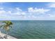 Scenic water view with a palm tree on a sunny day with blue skies and clouds at 4966 Coquina Key Se Dr # 4966, St Petersburg, FL 33705