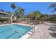 Resort-style community pool with comfortable lounge chairs and tropical landscaping at 10017 Courtney Palms Blvd # 301, Tampa, FL 33619