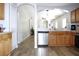 View from the kitchen highlighting stainless steel appliances and an open concept design at 12652 Chenwood Ave, Hudson, FL 34669