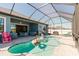 Inviting screened-in pool area with comfortable seating, perfect for outdoor entertainment and relaxation at 12749 Weatherstone Dr, Spring Hill, FL 34609