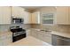 Well-equipped kitchen with stainless steel appliances, white cabinets, and stylish backsplash at 13574 Circa Crossing Dr, Lithia, FL 33547