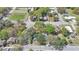 Neighborhood aerial view highlighting tree-lined streets and proximity to a green sports field at 3601 N 18Th St, Tampa, FL 33605