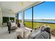 Relaxing lanai with comfortable seating and a beautiful view of the pond at 12785 Jade Empress Loop # 102, Venice, FL 34293
