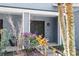 Close up of the front entrance featuring potted flowers, brickwork and the double door at 15802 Knollview Dr, Tampa, FL 33624