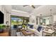 Spacious living room with sliding glass doors leading to outdoor pool area at 29863 Imperati Blvd, Wesley Chapel, FL 33543