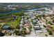 An aerial view of a charming neighborhood, highlighting the peaceful residential area and mature landscaping at 2009 Sheffield Ct, Oldsmar, FL 34677