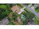 Aerial view of the property highlighting the backyard pool and mature trees at 11718 N Ola Ave, Tampa, FL 33612
