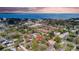 Panoramic aerial view of the neighborhood with easy access to the stunning scenery of the bay and bridge at 2887 North Rd, Clearwater, FL 33760