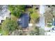 Aerial view of the home with a well-maintained roof, mature trees, and neighborhood streetscape at 2887 North Rd, Clearwater, FL 33760
