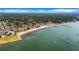 Expansive aerial view of the coastline, featuring a beach, pier, and the surrounding residential area at 3026 51St S St, Gulfport, FL 33707