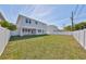 Spacious backyard featuring a manicured lawn and white vinyl fencing at 3913 W Euclid Ave, Tampa, FL 33629