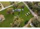 Aerial view showcases a property with ample yard space, outbuildings, mature trees and various amenities at 4100 Ernest Dr, Wesley Chapel, FL 33543