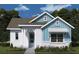 Charming single-story home with blue accents, a well-manicured lawn, and a welcoming entrance at 7263 Kodiak Ln, Sarasota, FL 34240