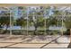 Beautiful lake view from the screened-in patio, framed by trees and lush landscaping at 10211 Quails Landing Ave, Tampa, FL 33647