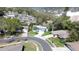 An aerial view captures a neighborhood, showcasing various houses and tree-lined streets at 2457 Orangepointe Ave, Palm Harbor, FL 34683