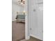 Bright bathroom featuring a shower with white subway tile and honeycomb floor at 2873 Doone Cir, Palm Harbor, FL 34684