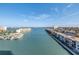 Overhead view of a waterfront featuring boat docks and several condominiums for a relaxing lifestyle at 7300 Sun Island S Dr # 802, South Pasadena, FL 33707