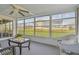 Screened porch with seating area overlooking the backyard at 37545 Lilly Bea Ave, Zephyrhills, FL 33541
