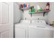 Efficient laundry room with washer, dryer and storage shelves at 5900 Bahia Del Mar Cir # 137, St Petersburg, FL 33715
