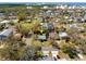 The house being sold is marked by an arrow in an aerial photo of the property with surroundings emphasizing community at 7415 S Obrien St, Tampa, FL 33616