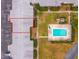 An aerial view of the condo complex showing the buildings and community pool at 8303 Bardmoor Blvd # 105, Seminole, FL 33777