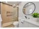 Modern bathroom featuring a walk-in shower and stylish vanity at 1466 Laconia W Dr, Clearwater, FL 33764