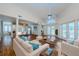 Spacious living room with hardwood floors, white furniture, and bright natural light at 5342 Sagamore Ct, New Port Richey, FL 34655