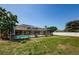 Backyard featuring a screened-in pool, lawn area, and fenced yard, perfect for entertaining at 5342 Sagamore Ct, New Port Richey, FL 34655