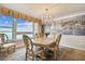 Elegant dining area with views, chandelier, and nautical mural for unique dining at 634 Edgewater Dr # 744, Dunedin, FL 34698
