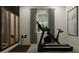 Workout room with treadmill, stationary bike, and floor to ceiling mirrors at 9640 Runaway Breeze Dr, Land O Lakes, FL 34637