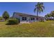 A quaint backyard featuring a lush lawn and a mature palm tree at 2720 Lancaster Dr, Sun City Center, FL 33573