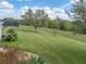 Well-maintained backyard featuring mature trees and a view of the pool area at 34714 Heavenly Ln, Dade City, FL 33525