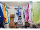Well-organized walk-in closet with multiple shelving units, storage boxes, and hanging clothes at 39650 Us Highway 19 N # 1422, Tarpon Springs, FL 34689