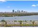 A picturesque aerial view showcases a waterfront community with lush landscapes at 209 Seahorse Se Dr # D, St Petersburg, FL 33705