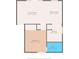 Floor plan showcasing the layout of the living room, kitchen, bedroom, and bath at 209 Seahorse Se Dr # D, St Petersburg, FL 33705