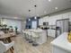 Open-concept kitchen with a large island, stainless steel appliances, and modern pendant lighting at 4272 Cloud Hopper Way, Lutz, FL 33559