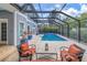 A screened-in pool with tropical landscaping, an outdoor seating area, and a view of the backyard at 436 12Th Ne Ave, St Petersburg, FL 33701