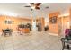 Expansive living space showcasing the kitchen and dining area within a spacious, open layout at 5843 Justicia Loop, Land O Lakes, FL 34639