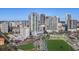 Aerial view of the condo building with stadium and city at 301 1St S St # 1201, St Petersburg, FL 33701