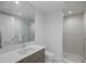 Modern bathroom featuring frameless glass shower, sleek vanity and updated fixtures at 301 1St S St # 1201, St Petersburg, FL 33701
