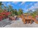 Well appointed outdoor patio with stylish seating, colorful plants, and beautiful lush tropical trees at 355 21St Ne Ave, St Petersburg, FL 33704