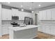 Modern kitchen with white cabinets, stainless steel appliances, and a central island at 4212 Cloud Hopper Way, Lutz, FL 33559