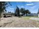 Backyard with lush trees, partial grass coverage, and a shed at 564 Florida S Cir, Apollo Beach, FL 33572