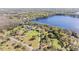 Expansive aerial shot showcasing lakeside properties with verdant lawns and tree coverage at 5914 Fitzgerald Rd, Odessa, FL 33556