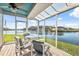 Relaxing screened patio with beautiful waterfront views and comfortable seating at 9017 Petal Ct, Hudson, FL 34667